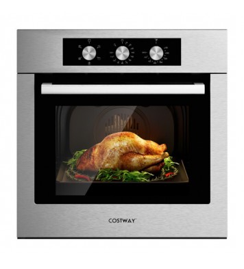 24 Inch Single Wall Oven 2.47Cu.ft with 5 Cooking Modes-Silver - Color: Silver