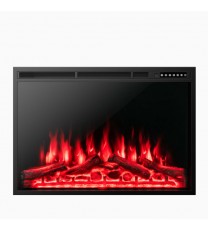 34/37 Inch Electric Fireplace Recessed with Adjustable Flames - Color: Black - Size: 37 inches