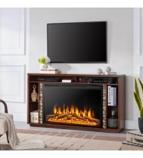 34/37 Inch Electric Fireplace Recessed with Adjustable Flames - Color: Black - Size: 37 inches