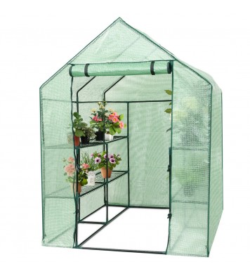 8 shelves Mini Walk In Greenhouse Outdoor Gardening Plant Green House - Color: Green