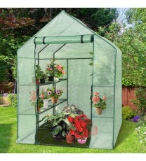 8 shelves Mini Walk In Greenhouse Outdoor Gardening Plant Green House - Color: Green