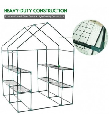 8 shelves Mini Walk In Greenhouse Outdoor Gardening Plant Green House - Color: Green