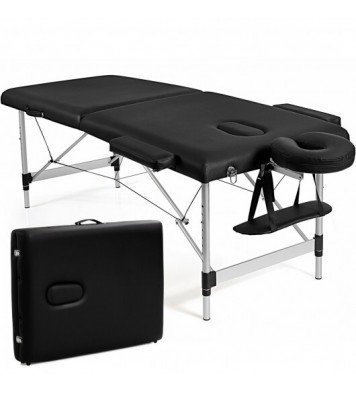 84 Inch L Portable Adjustable Massage Bed with Carry Case for Facial Salon Spa -Black - Color: Black