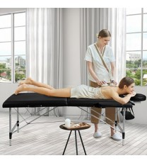 84 Inch L Portable Adjustable Massage Bed with Carry Case for Facial Salon Spa -Black - Color: Black