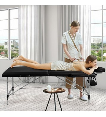 84 Inch L Portable Adjustable Massage Bed with Carry Case for Facial Salon Spa -Black - Color: Black