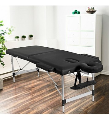 84 Inch L Portable Adjustable Massage Bed with Carry Case for Facial Salon Spa -Black - Color: Black