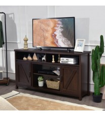 59 Inch TV Stand Media Center Console Cabinet with Barn Door for TV's 65 Inch-Brown - Color: Brown - Size: 59 inches