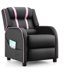 Kids Recliner Chair with Side Pockets and Footrest-Pink - Color: Pink