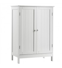 Bathroom Floor Storage Double Door Cupboard Cabinet - Color: White