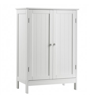 Bathroom Floor Storage Double Door Cupboard Cabinet - Color: White