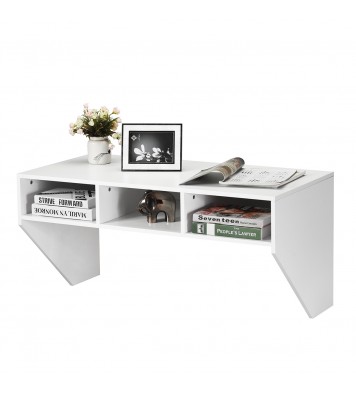 Wall Mounted Floating Computer Table Desk Storage Shelf-White - Color: White