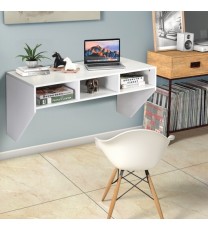 Wall Mounted Floating Computer Table Desk Storage Shelf-White - Color: White