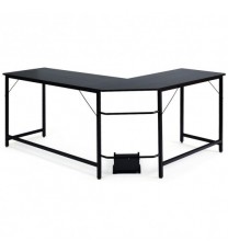 L Shaped Desk Corner Computer Desk PC Laptop Gaming Table Workstation-Black - Color: Black