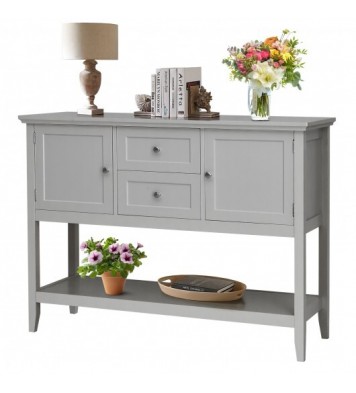 Wooden Sideboard Buffet Console Table  with Drawers and Storage-Gray - Color: Gray