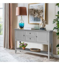 Wooden Sideboard Buffet Console Table  with Drawers and Storage-Gray - Color: Gray