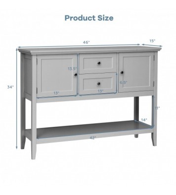 Wooden Sideboard Buffet Console Table  with Drawers and Storage-Gray - Color: Gray