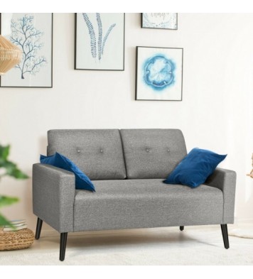 55 Inch Modern Loveseat Sofa with Cloth Cushion-Gray - Color: Gray