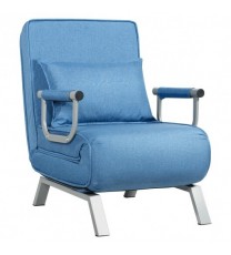 Folding 6 Position Convertible Sleeper Bed Armchair Lounge Couch with Pillow-Blue - Color: Blue