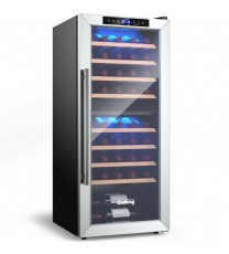 43 Bottle Wine Cooler Refrigerator Dual Zone Temperature Control with 8 Shelves-Black - Color: Black