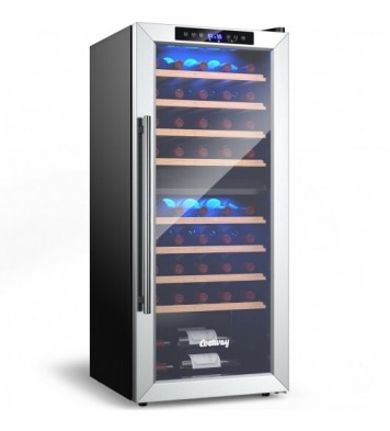 43 Bottle Wine Cooler Refrigerator Dual Zone Temperature Control with 8 Shelves-Black - Color: Black