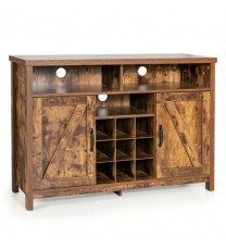 Farmhouse Sideboard with Detachable Wine Rack and Cabinets-Rustic Brown - Color: Rustic Brown