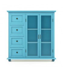 Buffet Sideboard Table Kitchen Storage Cabinet with Drawers and Doors-Blue - Color: Blue