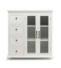 Buffet Sideboard Table Kitchen Storage Cabinet with Drawers and Doors-White - Color: White