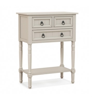 Narrow Console Table with 3 Storage Drawers and Open Bottom Shelf-Beige - Color: Beige