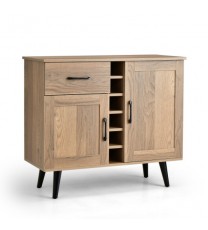 2-Door Buffet Sideboard with 6-Bottle Wine Rack Drawer - Color: Natural