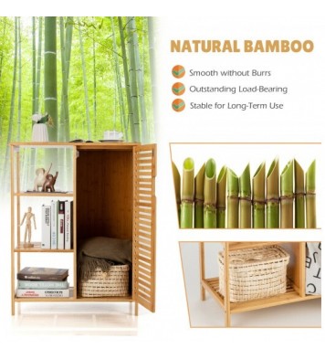 Bamboo Bathroom Storage Cabinet with Single Door-Natural - Color: Natural