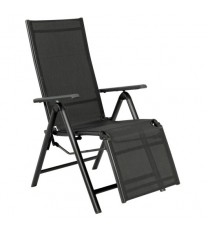 Outdoor Folding Lounge Chair with 7 Adjustable Backrest and Footrest Positions-Gray - Color: Gray