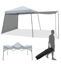 Patio 10x10FT Instant Pop-up Canopy Folding Tent with Sidewalls and Awnings Outdoor-Gray - Color: Gray