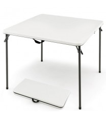 Folding Camping Table with All-Weather HDPE Tabletop and Rustproof Steel Frame-White - Color: White