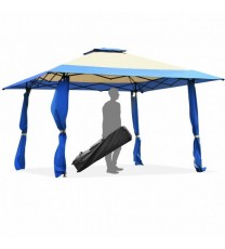 13 Feet x 13 Feet Pop Up Canopy Tent Instant Outdoor Folding Canopy Shelter-Blue - Color: Blue