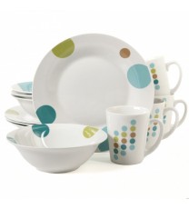 Gibson Home Retro Specks 12 Piece Ceramic Multicolored Dinnerware Set