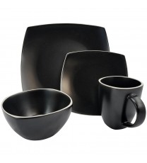 Gibson Soho Lounge Matte 16-Piece Dinnerware Set, Black