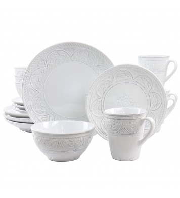 Gibson Elite Juneau 16 Piece Stoneware Dinnerware Set in White