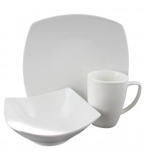 Zen Buffetware 12 Piece Porcelain Square Dinnerware Set in White