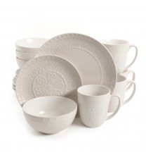 Gibson Elite Milanto 16 Piece Stoneware Dinnerware Set in Cream, Service for 4