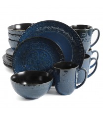 Gibson Elite Milanto 16 Piece Stoneware Dinnerware Set in Blue