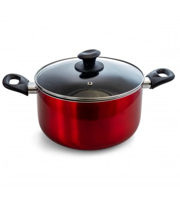 Gibson Oster Merrion 3.2 Quart Nonstick Aluminum Dutch Oven with Glass Lid in Red