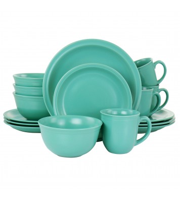 Gibson Home 16 Piece Siam Stoneware Dinnerware Set in Green