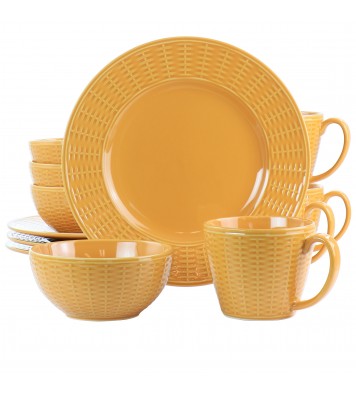 Gibson Home Cairo Sunset 12 Piece Ceramic Dinnerware Set in Orange