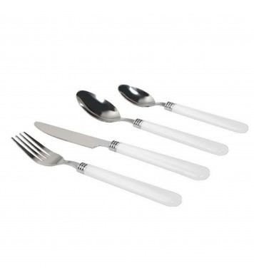 Gibson Sensations II 16 Piece Stainless Steel Flatware Set with White Handles and Chrome Caddy