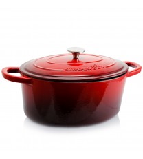 Crock Pot Artisan 7 Quart Oval Enameled Cast Iron Dutch Oven in Scarlet Red