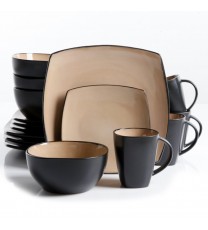 Soho Lounge 16 pc Dinnerware, Taupe Square Shape (Service for 4)