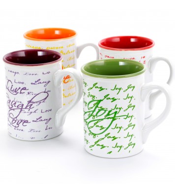 Gibson Inspirational Words 16 oz Mug 4 Assorted Designs