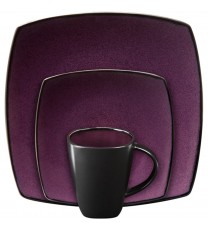 Gibson Soho Lounge Square 16-piece dinnerware set Purple