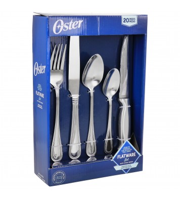 Oster 20 Piece Stainless Steel Flatware and Steak Knife Set