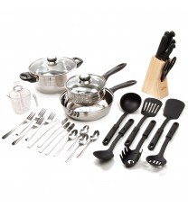 Gibson Total Kitchen Lybra 32-Piece Cookware Combo Set